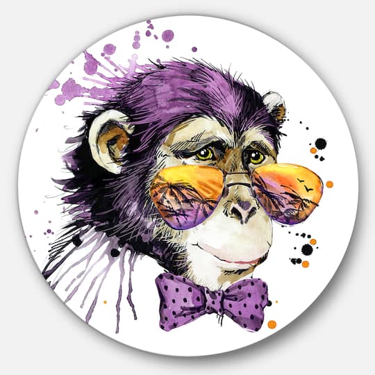 Designart - Cool Monkey&#x27; Animal Kids Metal Circle Wall Arts